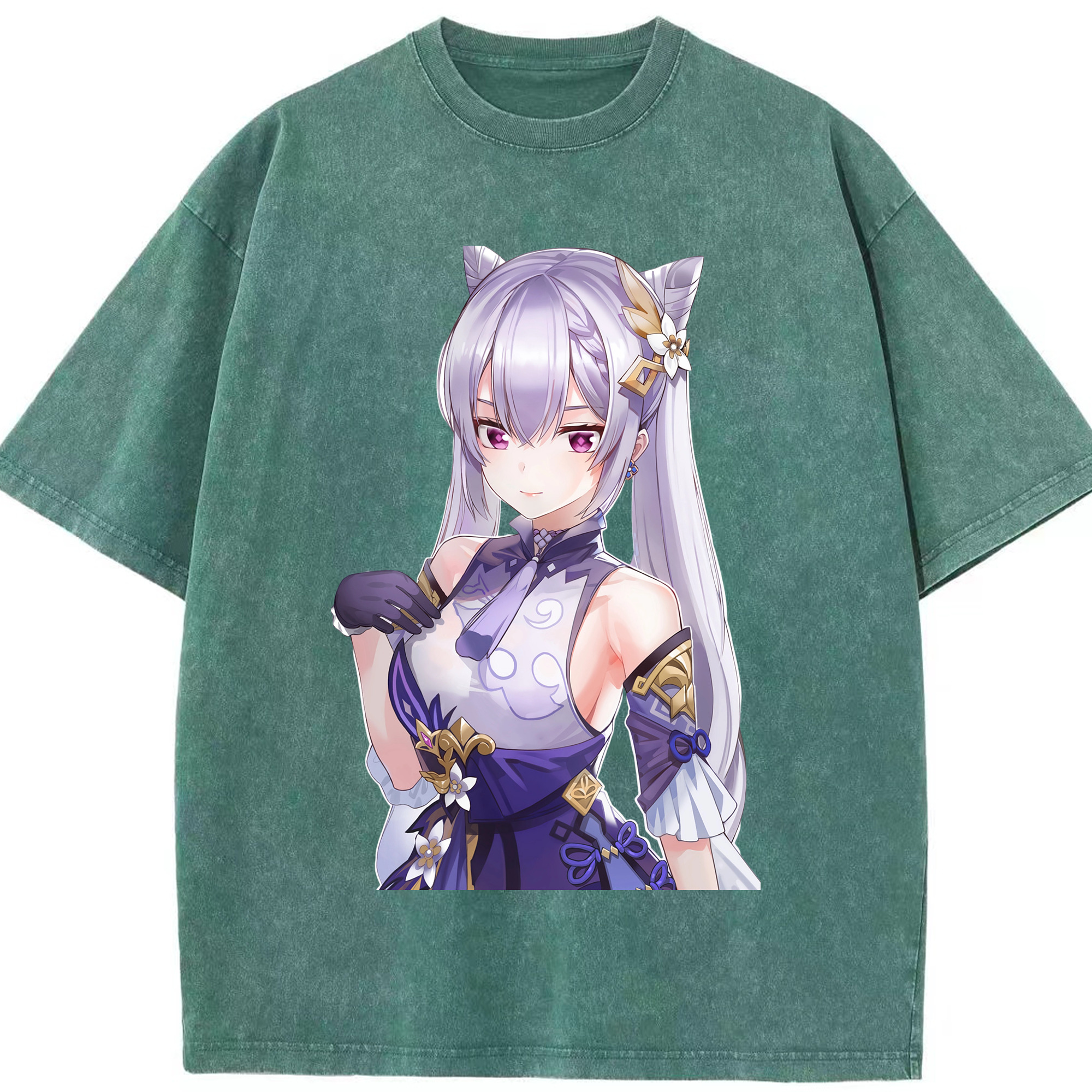 げんし神 刻晴 こくせい genshin Kokusei 綿100% ヴィンテージ風 半袖Tシャツ（フロントプリント）